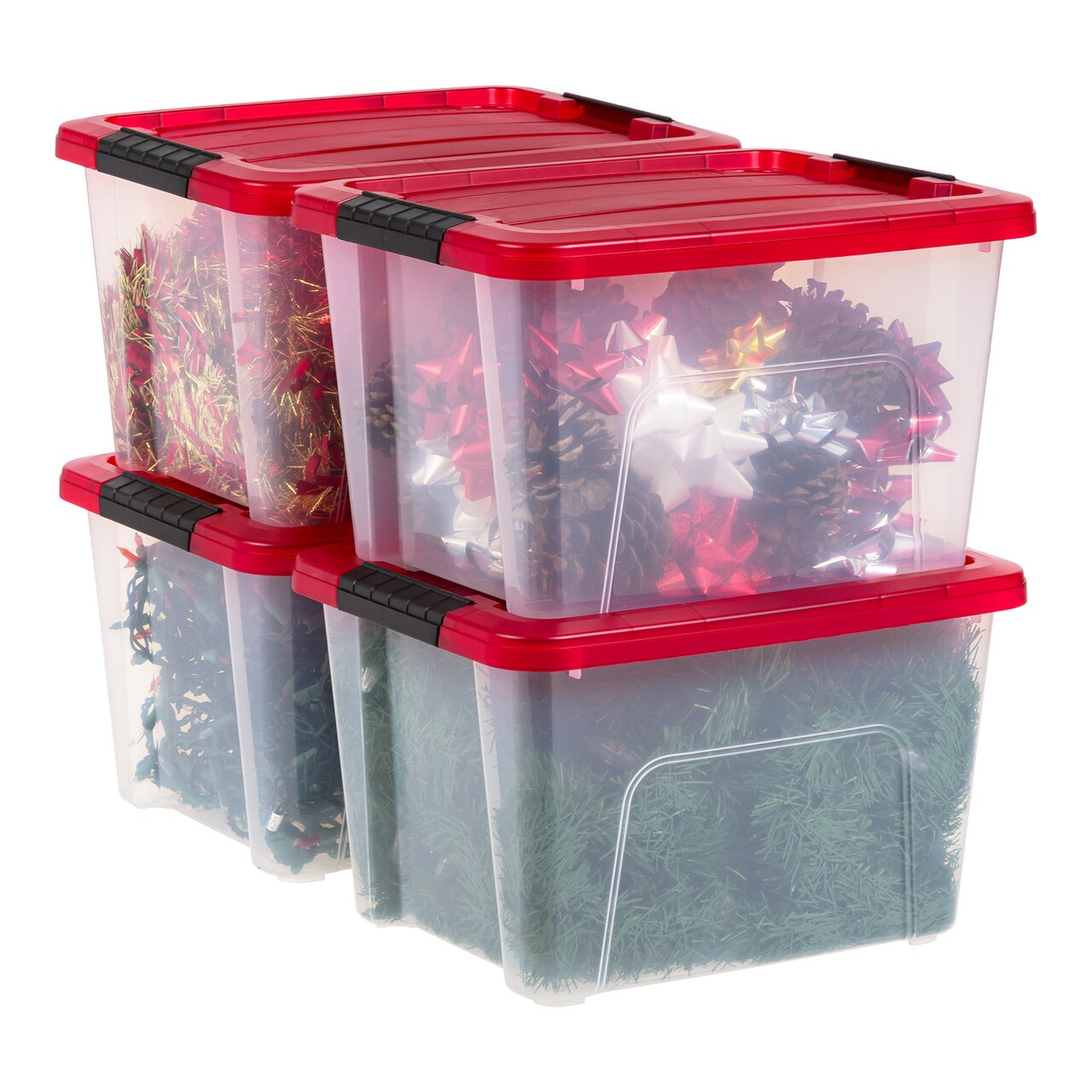 IRIS USA 20 Qt. Plastic Storage Bins with Lids, Clear, Latching, Stackable, Totes 4Pk